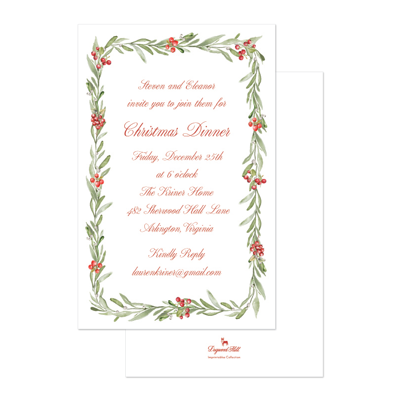 Holly Sprigs Berries Imprintable Invitation