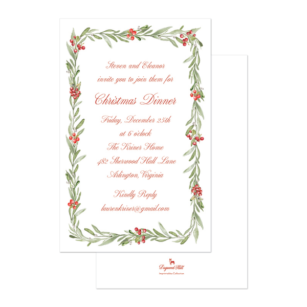 Holly Sprigs Berries Imprintable Invitation