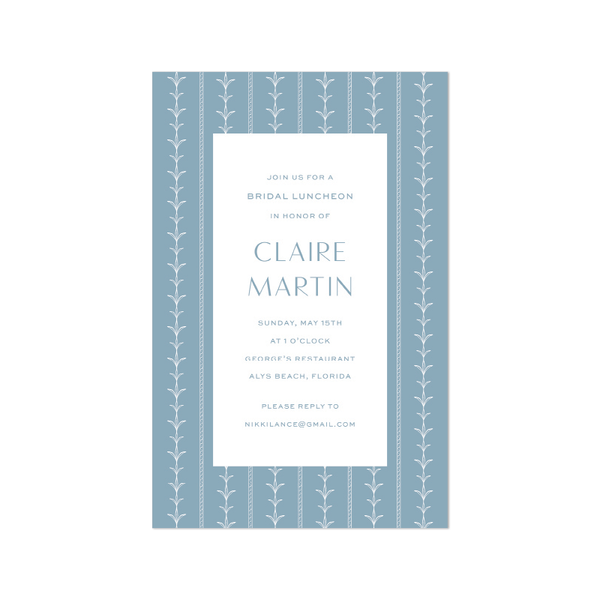 Palm Court Blue Imprintable Invitation – Dogwood Hill Wholesale