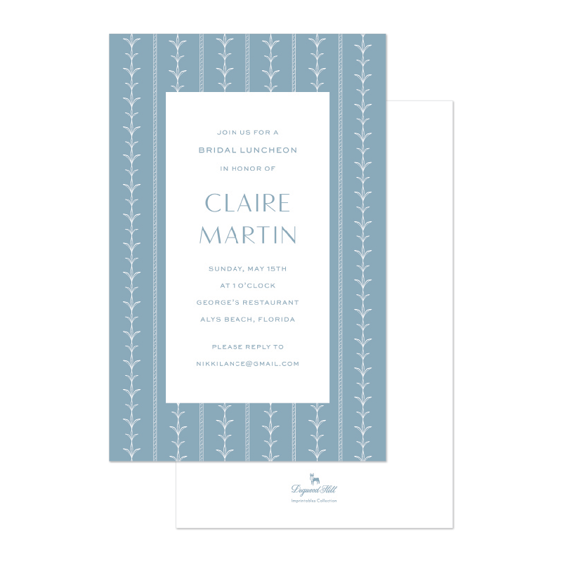 Palm Court Blue Imprintable Invitation