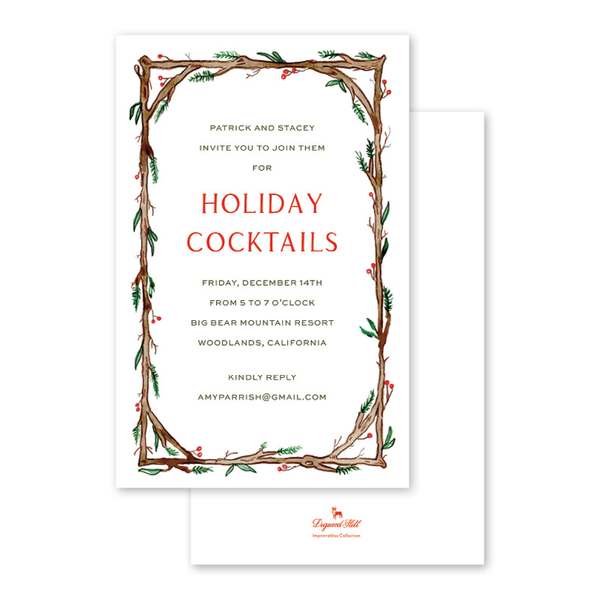 Holly and Branches Imprintable Invitation