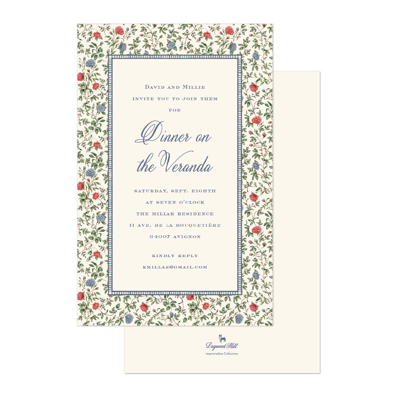 Maison de Frédéric Bleue Floral Imprintable Invitation