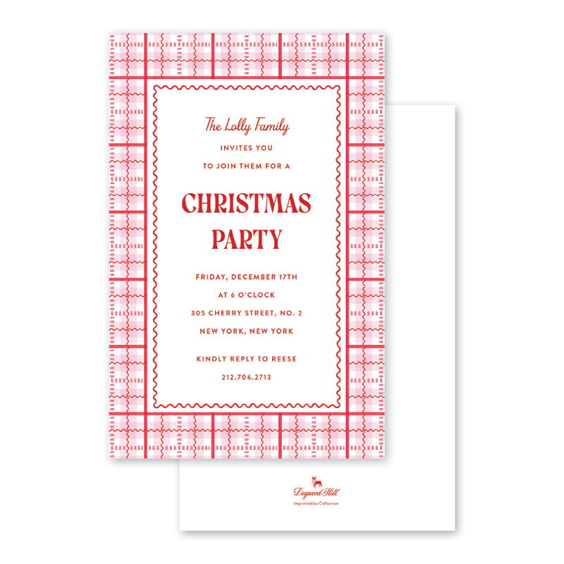 Pink Peppermint Plaid Imprintable Invitation