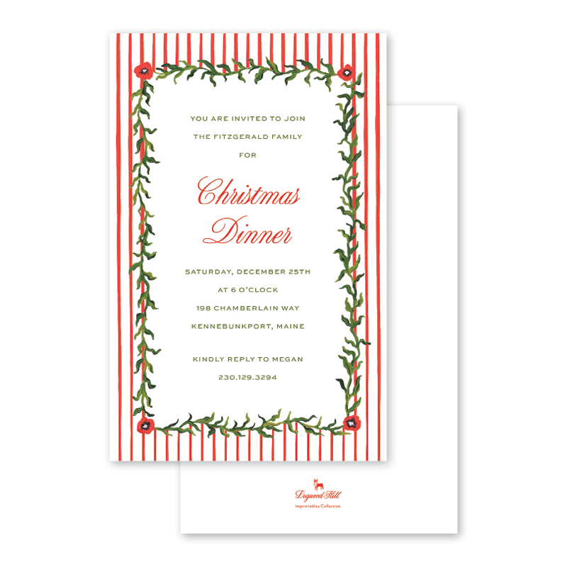 Holiday Poppies Stripes Imprintable Invitation