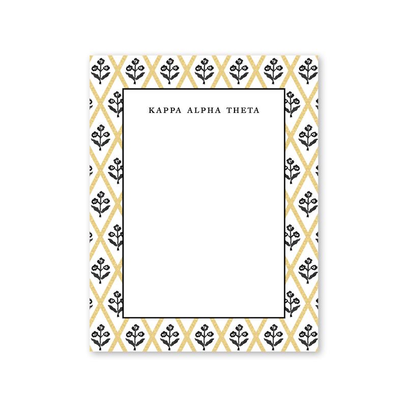 Kappa Alpha Theta Bespoke Block Print Greek Notepad