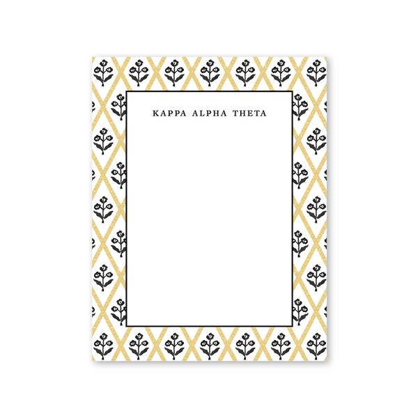 Kappa Alpha Theta Bespoke Block Print Greek Notepad