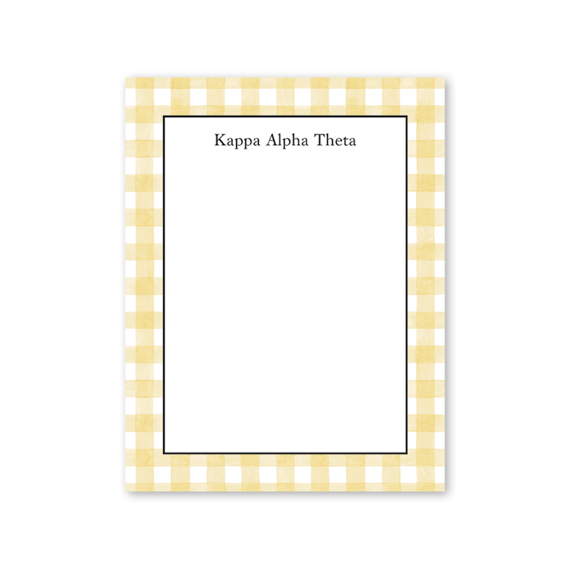 Kappa Alpha Theta Cavalier Garden Gingham Greek Notepad