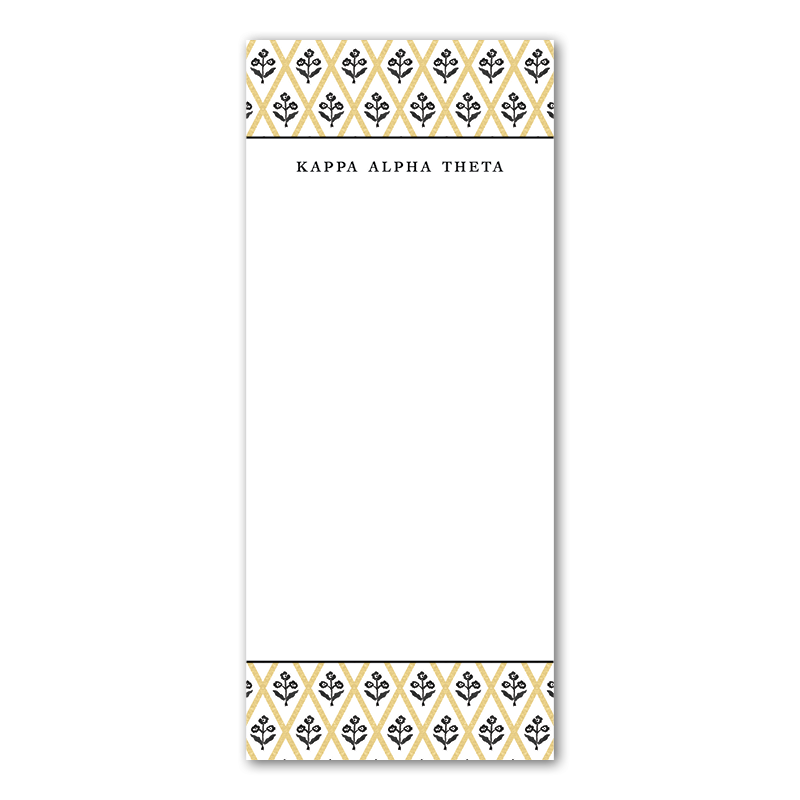 Kappa Alpha Theta Bespoke Block Print Greek Skinny Notepad