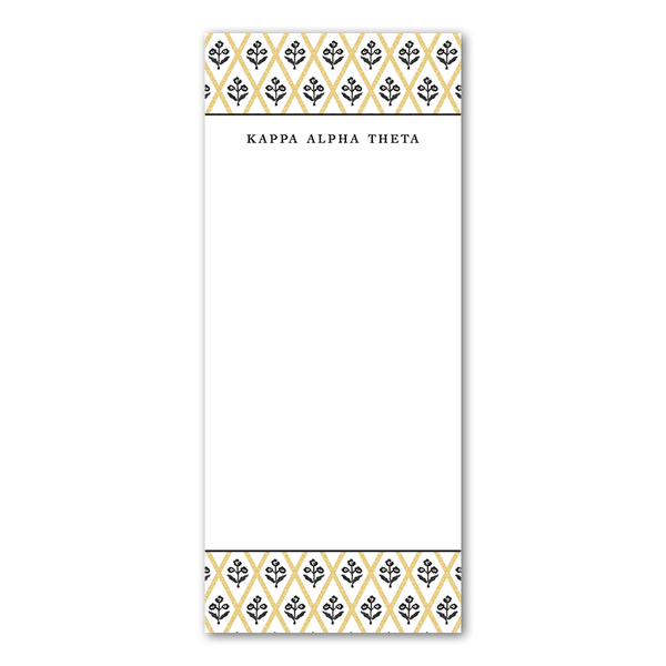 Kappa Alpha Theta Bespoke Block Print Greek Skinny Notepad