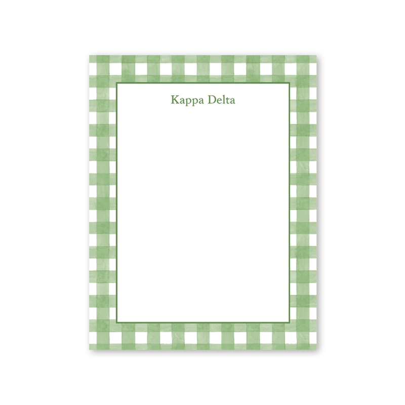 Kappa Delta Cavalier Garden Gingham Greek Notepad