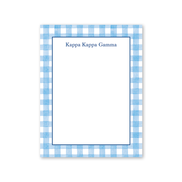 Kappa Kappa Gamma Cavalier Garden Gingham Greek Notepad