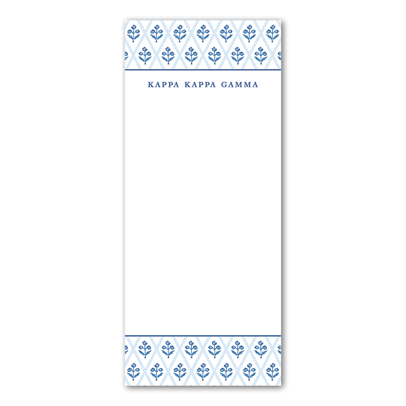Kappa Kappa Gamma Bespoke Block Print Greek Skinny Notepad