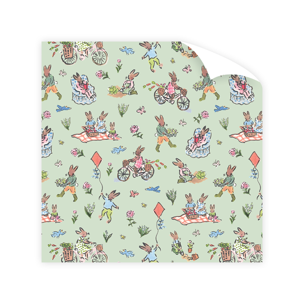 Spring Bunnies Wrapping Paper Sheet