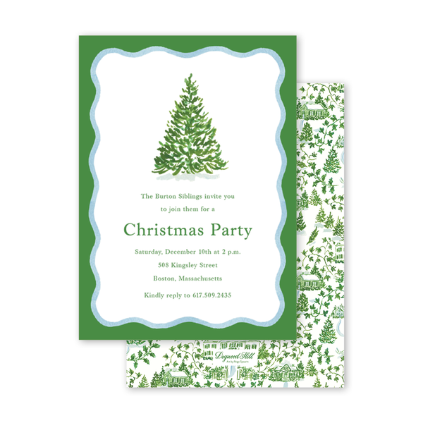 Winter Toile Tree Invitation