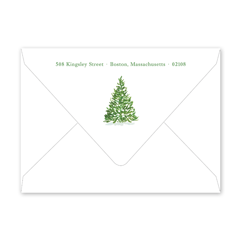 Winter Toile Tree Invitation Return Address Printing