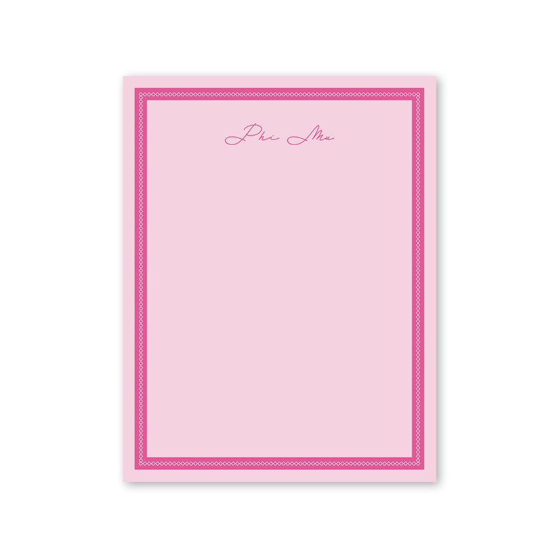 Phi Mu Signature Charming Greek Notepad
