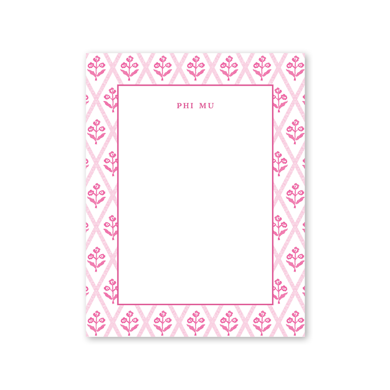 Phi Mu Bespoke Block Print Greek Notepad