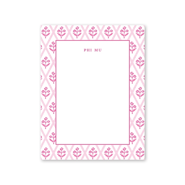 Phi Mu Bespoke Block Print Greek Notepad