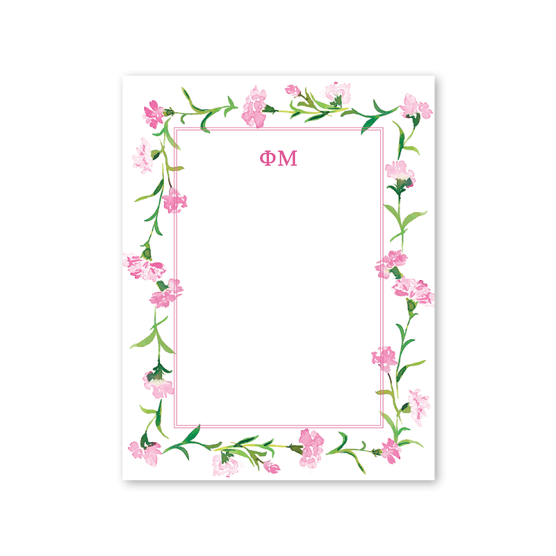Phi Mu Carnations Notepad
