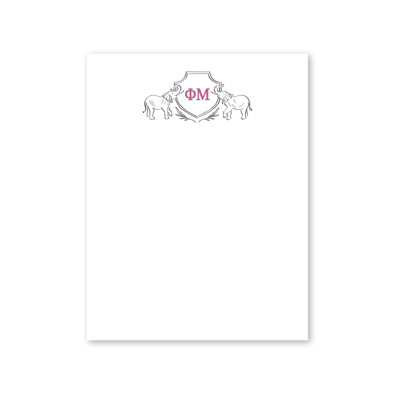 Phi Mu Elephant Crest Greek Notepad