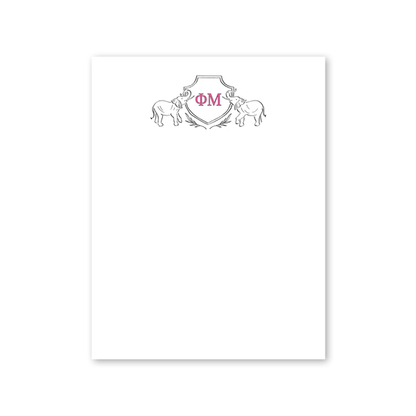 Phi Mu Elephant Crest Greek Notepad