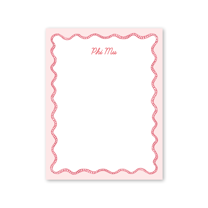 Phi Mu Flower Cart Scallop Greek Notepad