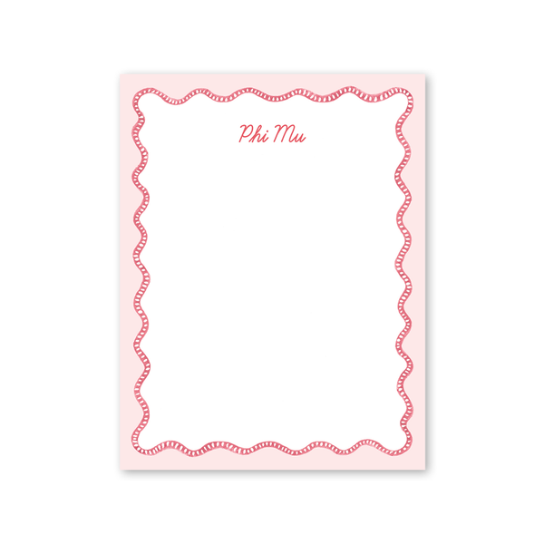 Phi Mu Flower Cart Scallop Greek Notepad