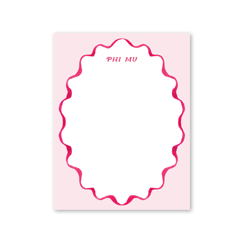 Phi Mu Merry Ribbons Scallop Greek Notepad