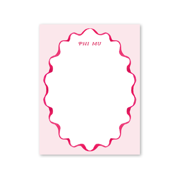 Phi Mu Merry Ribbons Scallop Greek Notepad