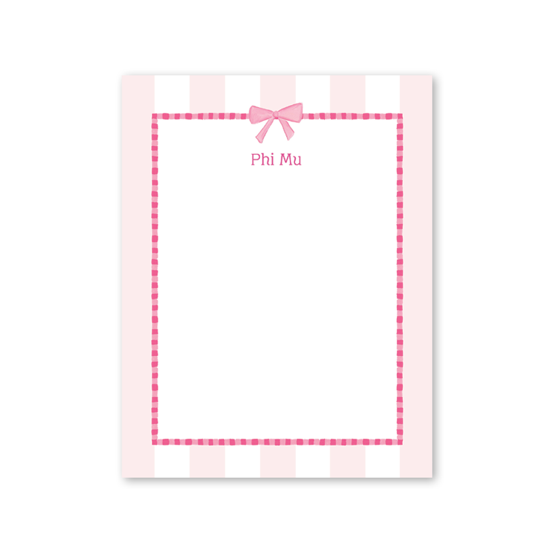 Phi Mu Presents and Bows Greek Notepad