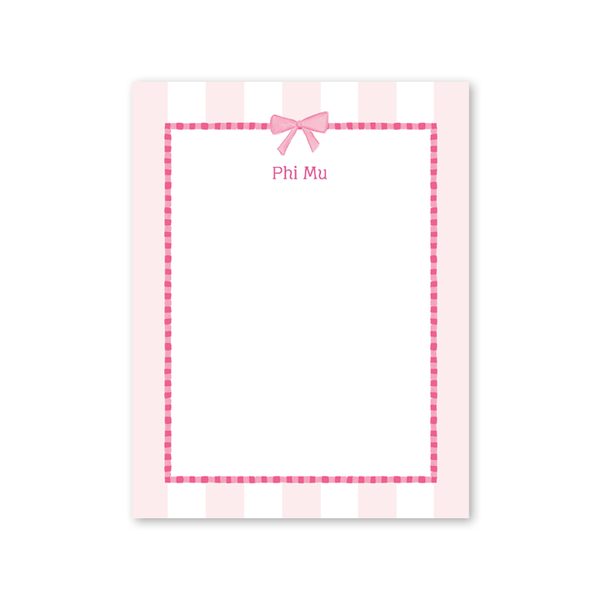 Phi Mu Presents and Bows Greek Notepad