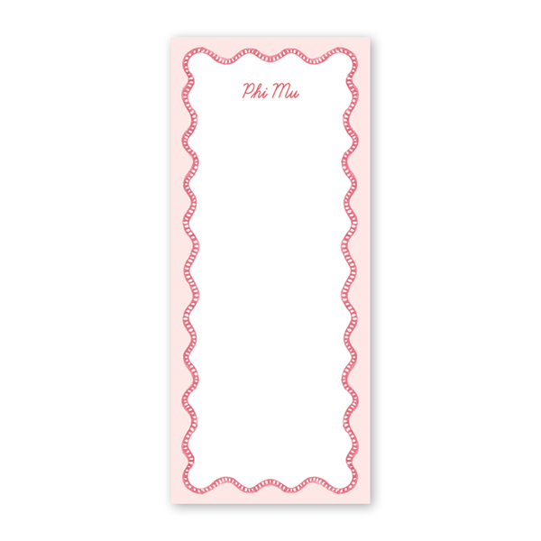 Phi Mu Flower Cart Scallop Greek Skinny Notepad