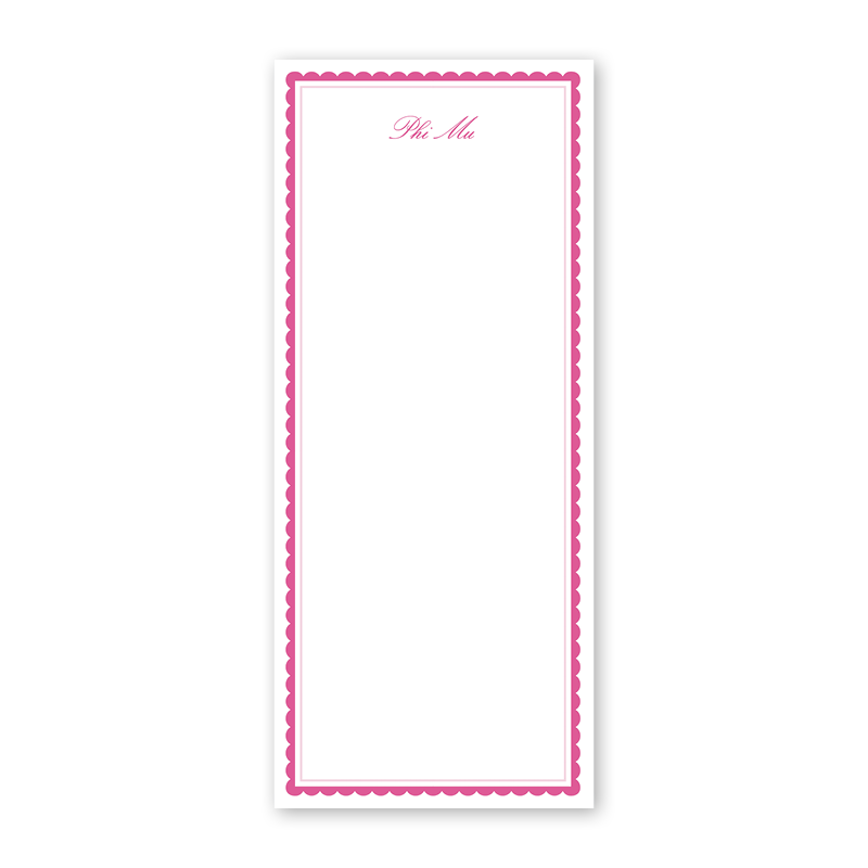Phi Mu Vintage Poodles Scallop Greek Skinny Notepad