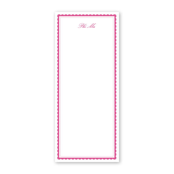 Phi Mu Vintage Poodles Scallop Greek Skinny Notepad
