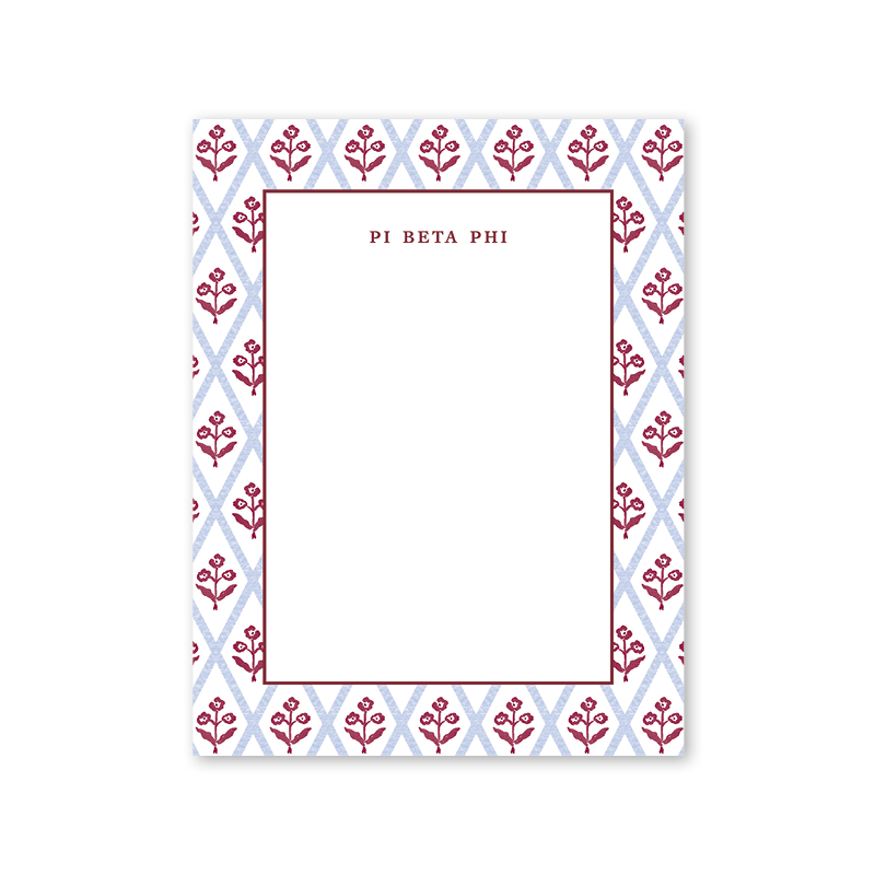 Pi Beta Phi Bespoke Block Print Greek Notepad