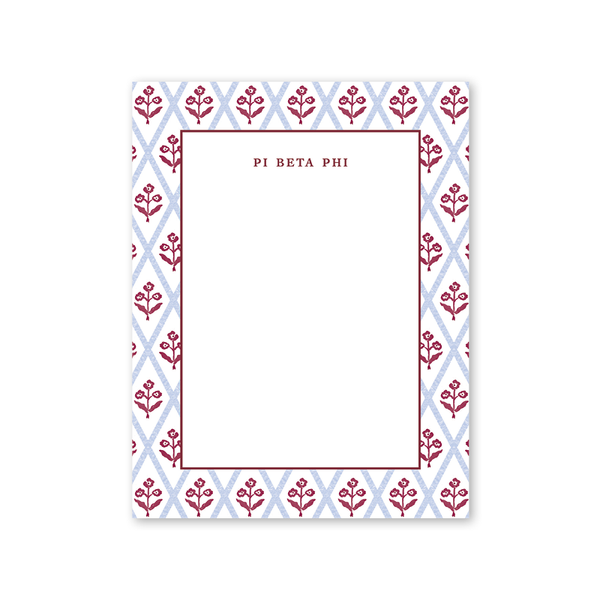 Pi Beta Phi Bespoke Block Print Greek Notepad