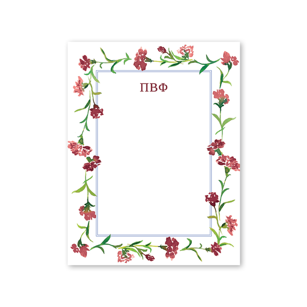 Pi Beta Phi Carnations Notepad
