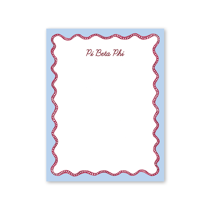 Pi Beta Phi Flower Cart Scallop Greek Notepad