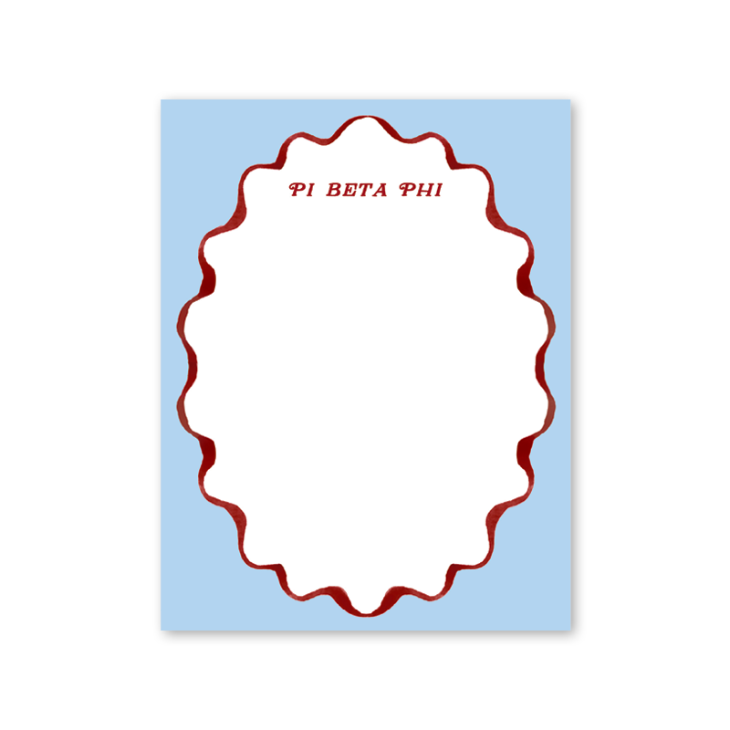 Pi Beta Phi Merry Ribbons Scallop Greek Notepad