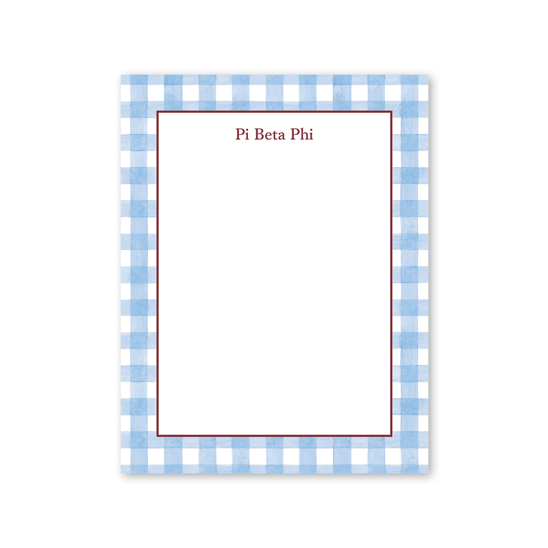 Pi Beta Phi Cavalier Garden Gingham Greek Notepad