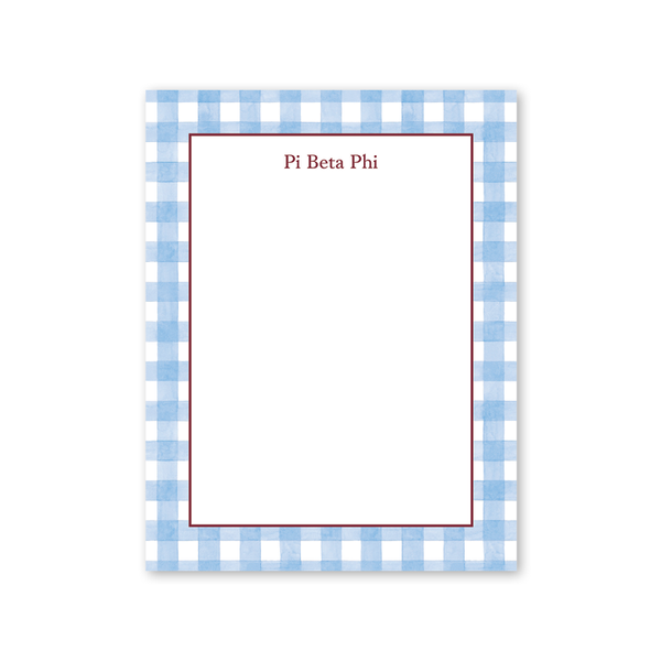 Pi Beta Phi Cavalier Garden Gingham Greek Notepad