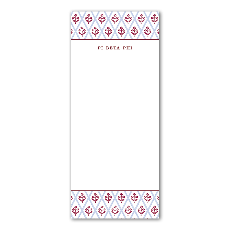 Pi Beta Phi Bespoke Block Print Greek Skinny Notepad