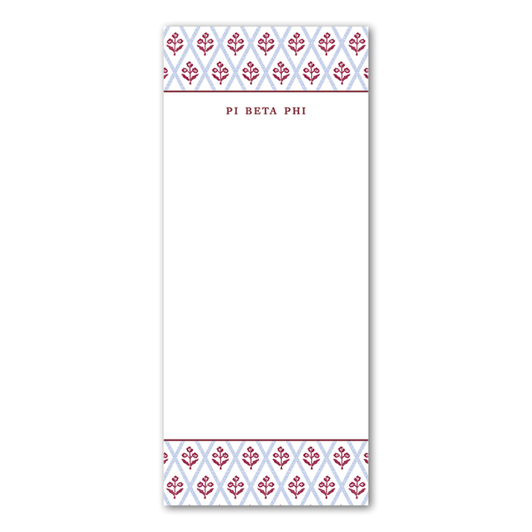 Pi Beta Phi Bespoke Block Print Greek Skinny Notepad