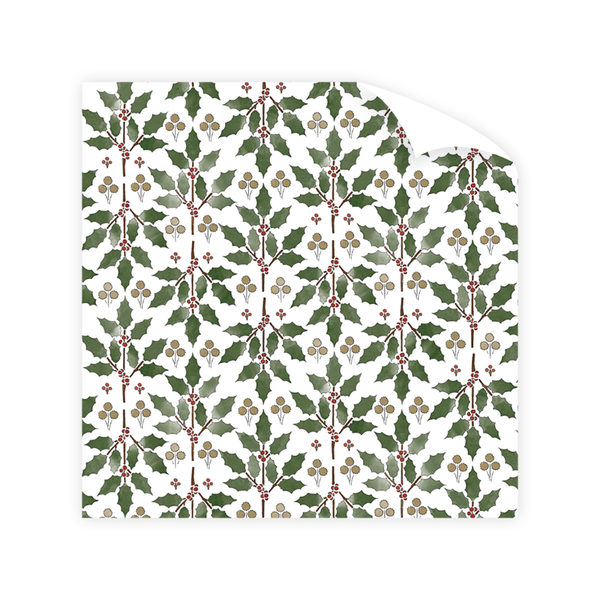 Holly Stencil Wrapping Paper Sheet