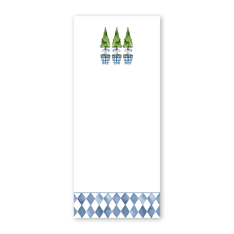 Blue Topiaries Skinny Notepad