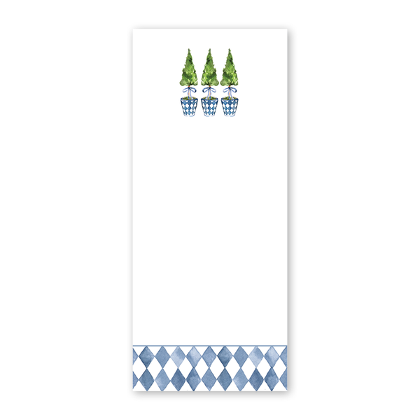 Blue Topiaries Skinny Notepad