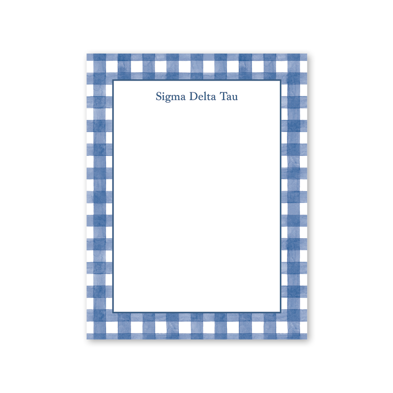 Sigma Delta Tau Cavalier Garden Gingham Greek Notepad
