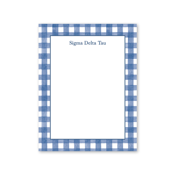 Sigma Delta Tau Cavalier Garden Gingham Greek Notepad