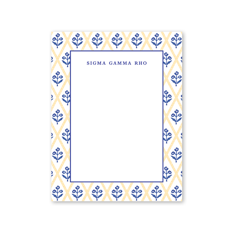 Sigma Gamma Rho Bespoke Block Print Greek Notepad
