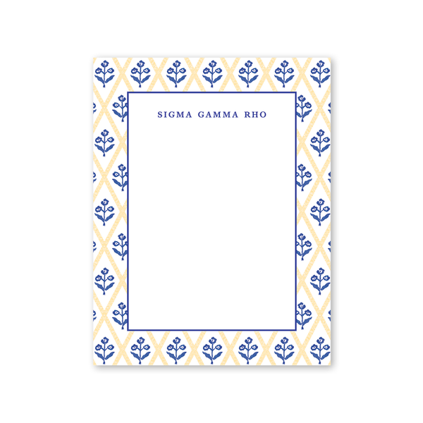 Sigma Gamma Rho Bespoke Block Print Greek Notepad